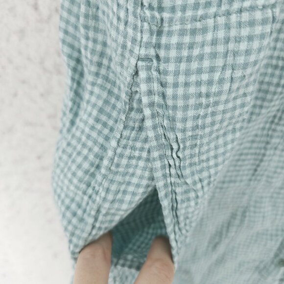 EILEEN FISHER  Amalfi Puckered Organic Linen Shirt Dress Mandaric Collar LARGE - Picture 4 of 10